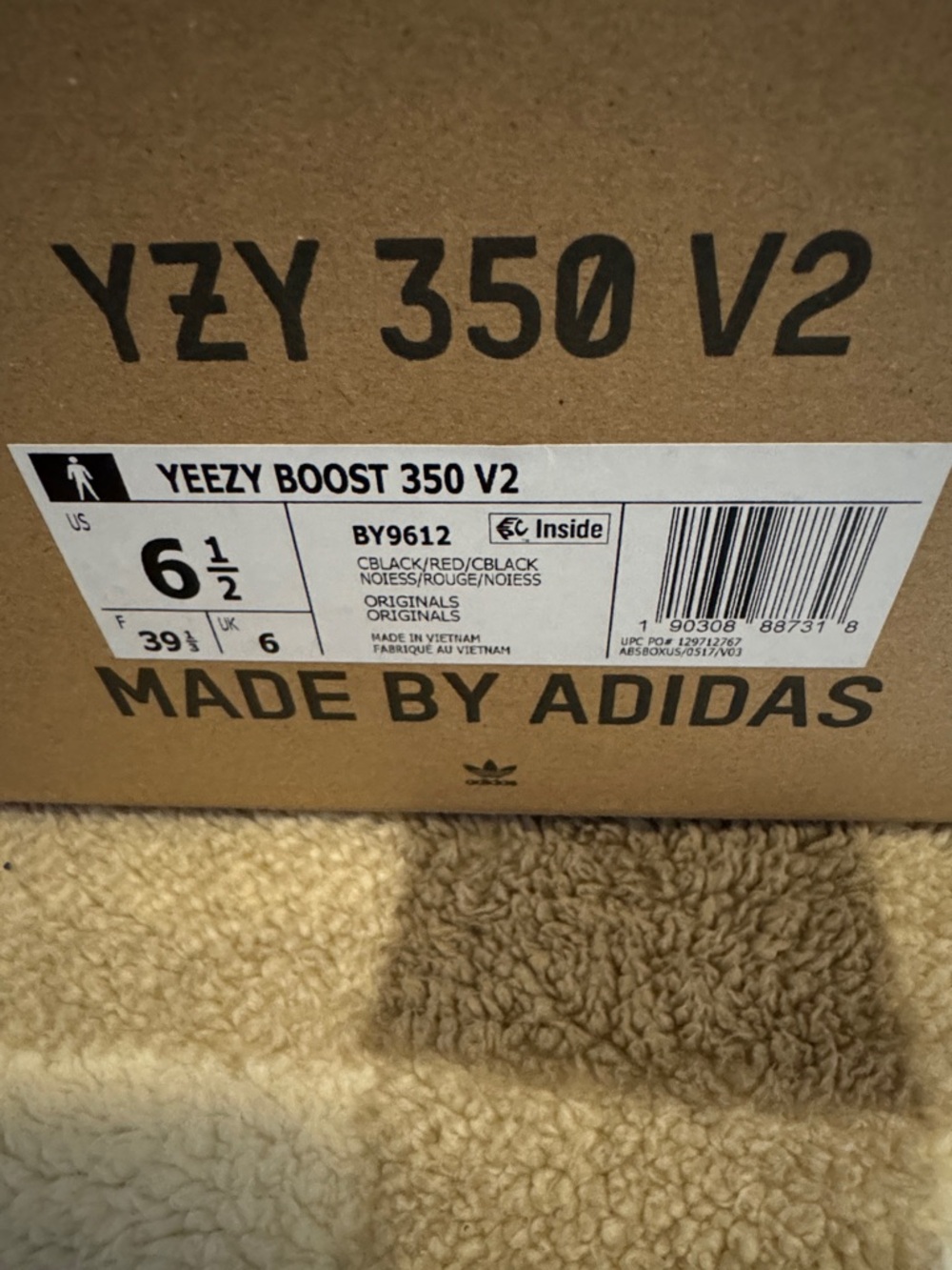 Men’s 6 1/2 adidas Yeezy Boost 350 V2 Black/Red